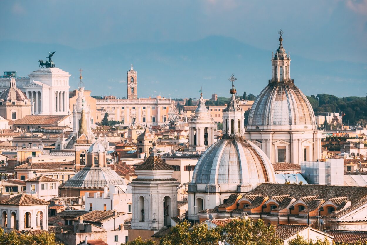 Rome, Italy. Cityscape With Such Famous Churches As Sant'agnese,