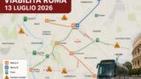 Viabilità e trasporti a Roma oggi, 13 luglio 2026: chiusure e aggiornamenti